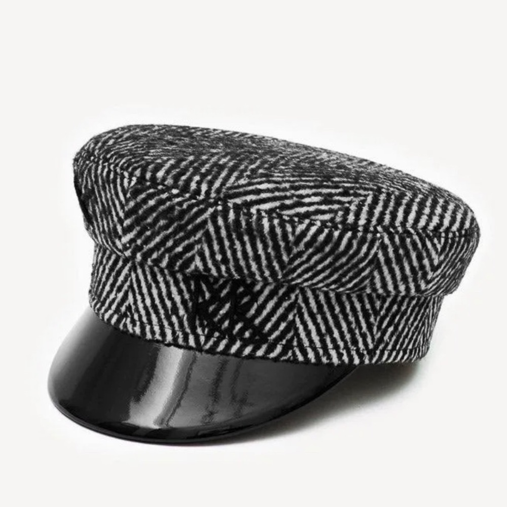 Ruslan Baginskiy Herringbone Wool-Blend Baker Boy Hat - Size L